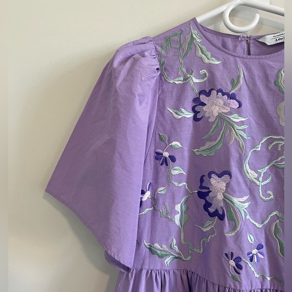 & Other Stories Women US 2 Cotton Stockholm Atelier Purple Embroidered Preppy - Picture 5 of 12